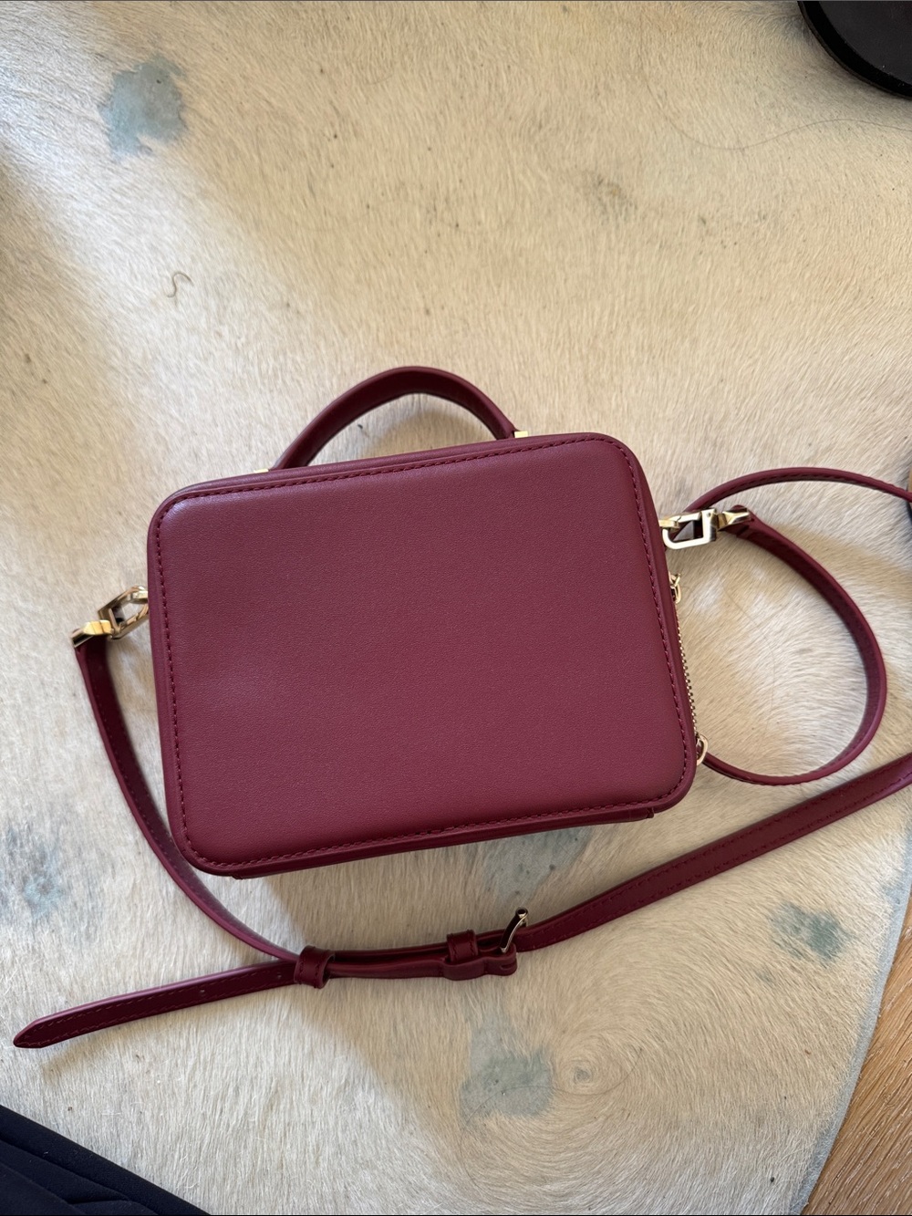 Structured Wine Red Crossbody Bag with Top Handle